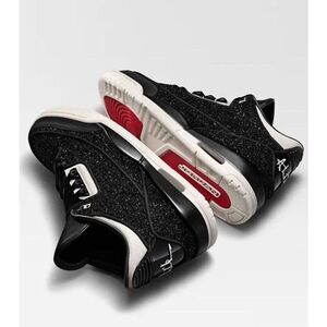 Nike Jordan 3 Retro AWOK Vogue Womens Black glitter sneakers Size 9 Shoes